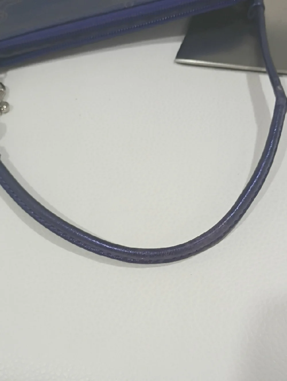 Coach Purple Leather Metallic Wristlet with Chain Print and Tag - Picture 3 of 4